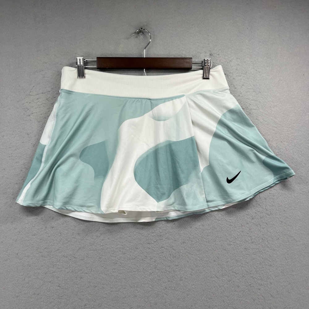 Nike Skirt Womens Large White Blue Court Victory Dri-Fit Tennis Golf Athletic